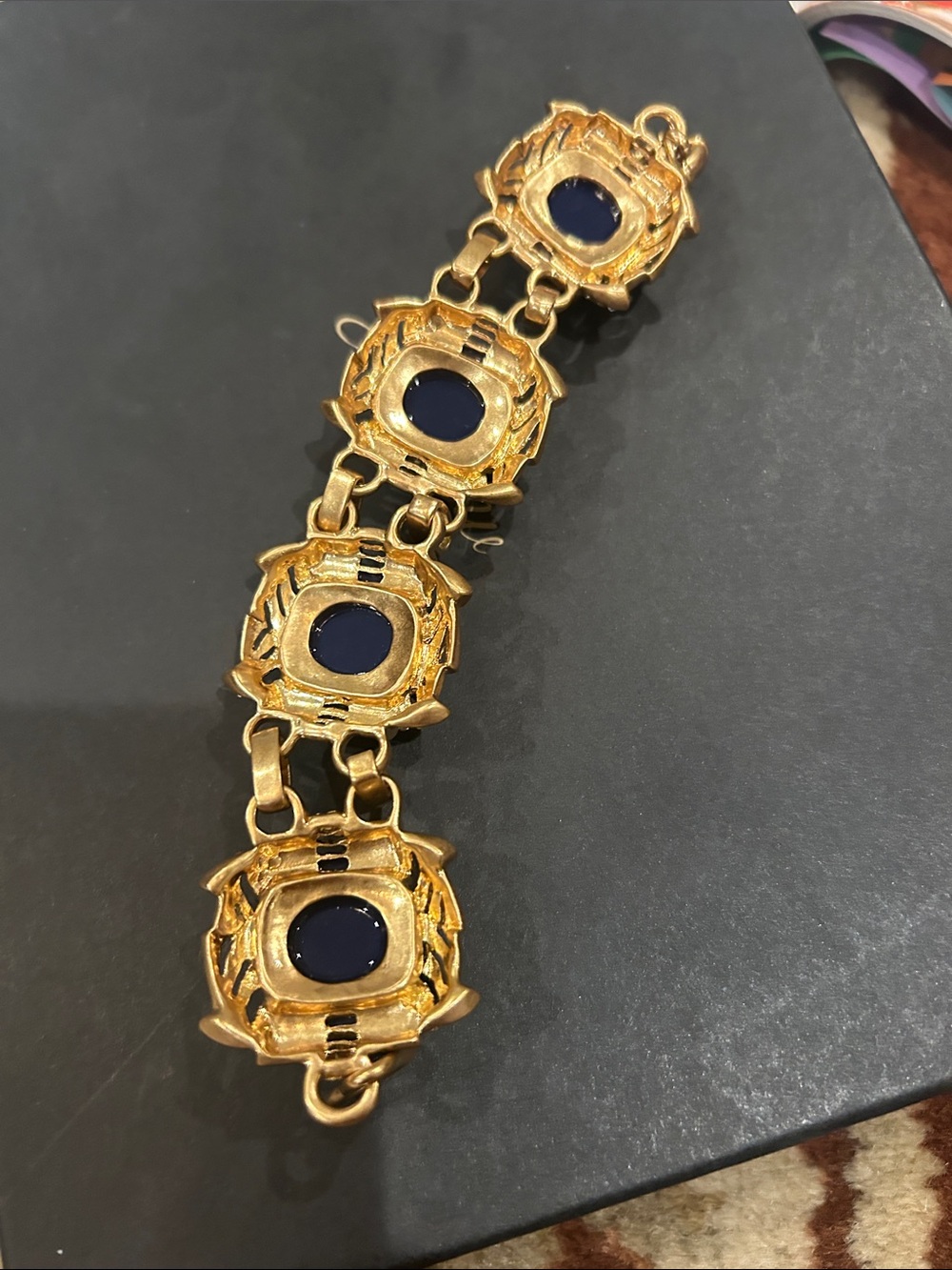 NWOT J. Crew Navy Golden Cabochon Bracelet - Picture 6 of 8